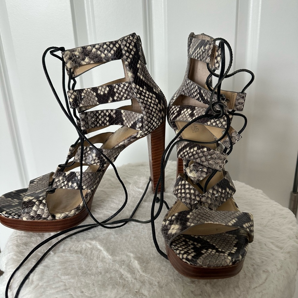 Michael Kors Snake print Lace up Heels
